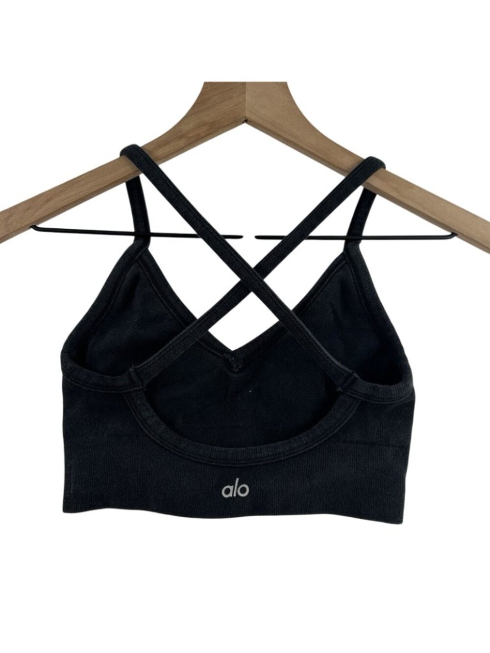 Alo Yoga Sports Bra Women Size XS Black Crisscross Strappy Activewear - Picture 2 of 7